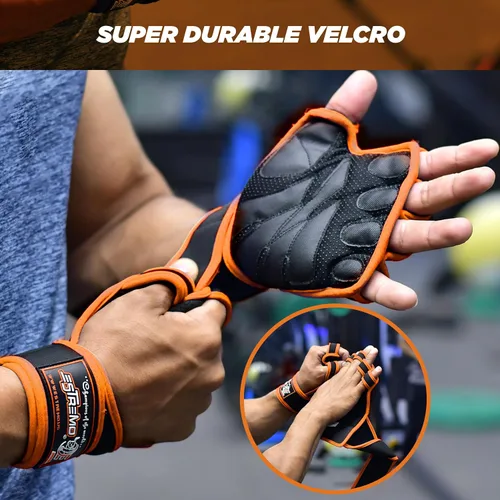 Miniatura 2 de ESTREMO Guantes de entrenamiento para hombres y mujeres, guantes de gimnasio para levantamiento de pesas para hombres con excelente agarre y soporte