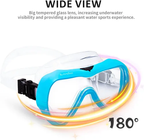 Miniatura 5 de OMGear - Gafas de natación con cubierta para la nariz, máscara de buceo y esnórquel, máscara para niños y adultos, máscara de esnórquel para buceo
