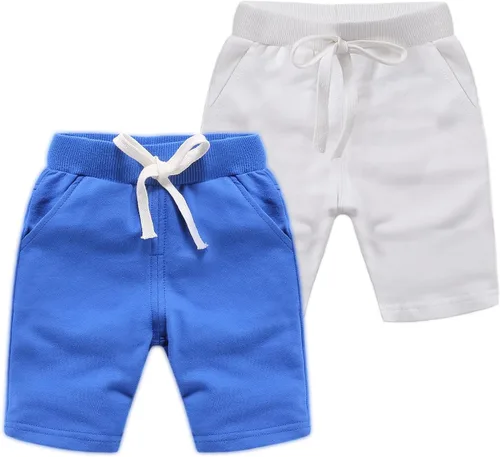 Paquete de 2 pantalones cortos deportivos de punto de verano para niños y niñas, pantalones cortos suaves casuales para bebés