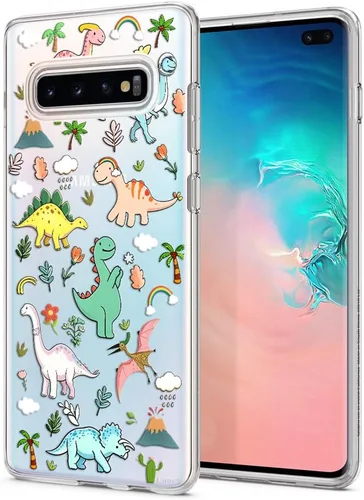 Miniatura 12 de Unov Funda para Galaxy S10, transparente con diseño, ajuste delgado, buen agarre, funda de teléfono en relieve, cubierta protectora a prueba
