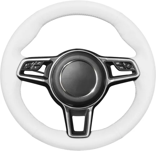 Miniatura 6 de MEWANT Funda de volante de automóvil cosida a mano de gamuza + piel sintética para Porsche 718 Boxster 2016-2022/718 Cayman 2017-2022 / Cayenne