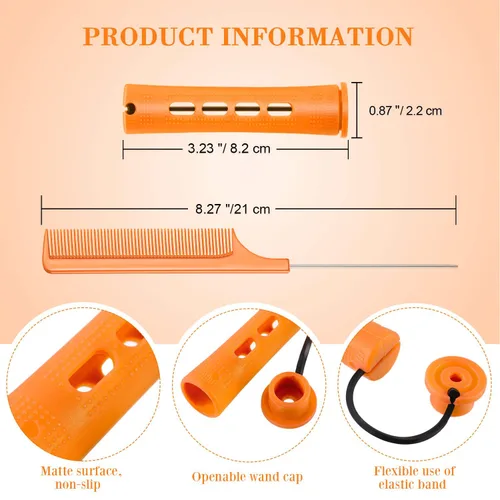 Miniatura 2 de WILLBOND - 36 piezas de varillas de onda fría para permanente de cabello, varillas de rizado con peine de cola de rata de acero para peinado