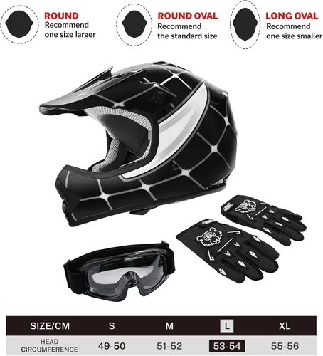 Miniatura 4 de SLMOTO DOT Casco de Motocross Todoterreno de Calle para Jóvenes y Niños Casco de Motocicleta Araña Negra Casco para Jóvenes Casco de Motocicleta