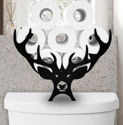 Miniatura 16 de Lindos soportes de papel de oveja, soporte de papel higiénico de metal negro, organizador decorativo de almacenamiento de papel higiénico