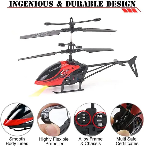 Miniatura 3 de Helicóptero de juguete a control remoto, 2 canales, 2.4 GHz, 2 velocidades, vuelo arriba y abajo, regalo para niños, rojo