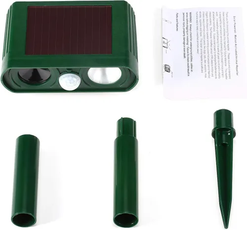 Miniatura 5 de Repelente de animales, alimentado por energía solar, ultrasónico, repelente de animales, sensor de movimiento y luz intermitente al aire libre