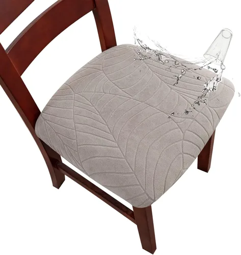 Miniatura 22 de Genina Fundas de asiento impermeables para sillas de comedor, fundas de asiento elásticas para sillas de comedor, extraíbles y lavables, fundas