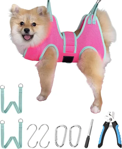 Miniatura 12 de Kkiimatt Hamaca de aseo para perros, soporte de arnés colgante para perro mediano para cortar uñas, hamaca de corte de uñas, bolsa de sujeción