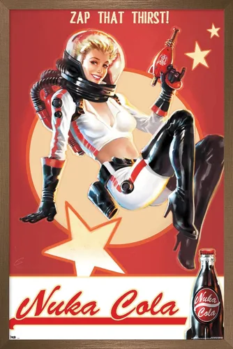 Miniatura 16 de Fallout 4 - Póster de pared de Nuka Cola - Zap That Thirst!, 22.4 pulgadas de largo x 14.7 pulgadas de ancho, versión enmarcada de madera de granero