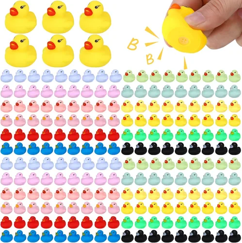 Mini pato de goma a granel, juego de juguetes de baño a granel, mini patos coloridos, juguete de baby shower, decoración de fiesta de cumpleaños,