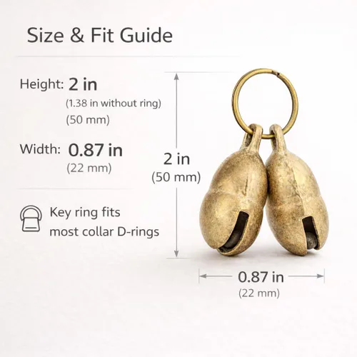 Miniatura 8 de kcrygogo Campana de latón para perros medianos/grandes, campanas fuertes y claras para collar o mordedura de timbre (4 unidades), Cobre Latón