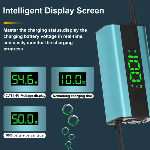 Miniatura 2 de Cargador de 54.6 V 2 A para patinete eléctrico con pantalla LED de carga (1-100%), para aeropatín con 5 conectores, cargador universal para todas