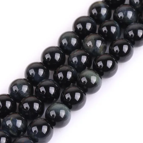 Miniatura 124 de GEM-Inside Cuentas sueltas de piedra natural de lava negra de 8 mm, redondas, piedra de energía para hacer joyas 15' Negro