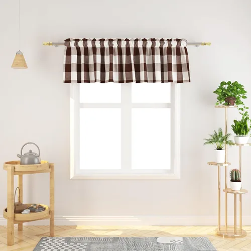 Miniatura 23 de Cenefas de cortina para ventana de 16 pulgadas de largo, 2 paneles de cuadros búfalo, cortinas pequeñas con bolsillo para barra, estilo clásico