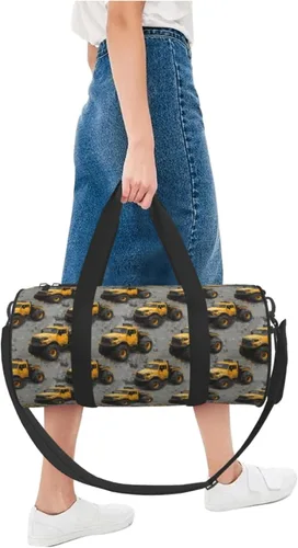 Miniatura 5 de Large Duffle Bag for Travel - Yellow Truck Retro Print Gym Bag for Women Men, Travel Foldable Bags for Women Men with Zippered Multiple Pockets