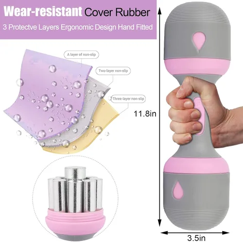 Miniatura 7 de Mancuernas de mano ajustables para mujer, 1 juego de equipo portátil de goma, adecuado para entrenamiento en casa, juegos de tontos para mujeres