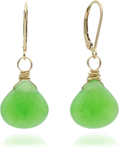Miniatura 5 de Pendientes de piedra natal simulados con gota de cristal de 14 quilates rellenos de oro de 14 quilates