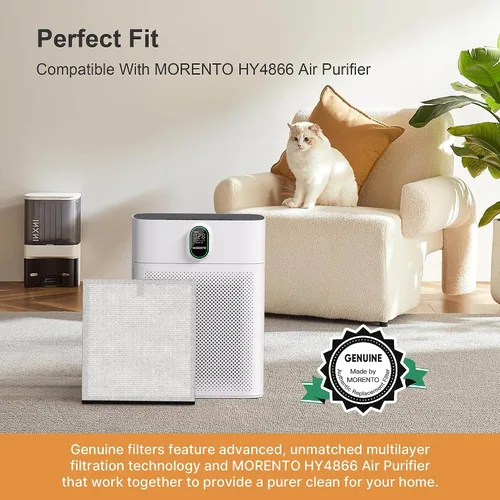 Miniatura 3 de MORENTO Paquete de 4 filtros de repuesto para purificador de aire genuino HY4866 para purificador de aire HY4866, versión mejorada