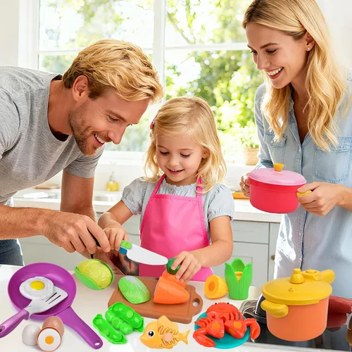 Miniatura 6 de Juego de cocina para niños, 66 juguetes de cocina para niños pequeños con ollas y sartenes, alimentos, utensilios, utensilios de cocina, juego