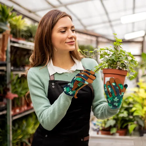 Miniatura 6 de Guantes de Jardinería de Cuero MERTURN para Mujeres, Guantes de Jardín a Prueba de Espinas, Guantes de Trabajo Compatibles con Pantalla Táctil, Hojas
