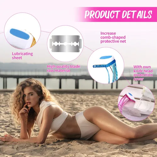 Miniatura 3 de Honoson 16 piezas de maquinilla de afeitar desechables para mujer, kit de afeitado de piel sensible con cubierta protectora, recortadora de amarillo