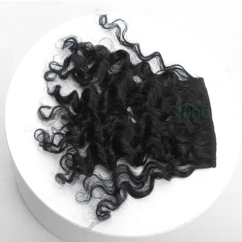 Miniatura 5 de Shinon Flequillo rizado de cabello humano con clip, extensiones de cabello real 10 A, color negro
