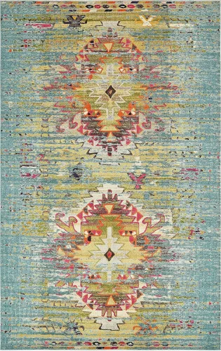 Miniatura 29 de Unique Loom Vita Collection - Alfombra vintage tribal sudoccidental sobreteñida (2 pies x 6 pies 7 pulgadas, para pasillo, turquesa/amarillo)