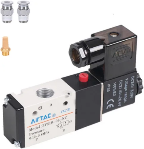Miniatura 6 de Válvula solenoide AirTAC Airvexalon DC12V 4V410-15 1/2"PT neumática de aire, 2 posiciones, 5 vías, eléctrica de bobina simple operada por piloto