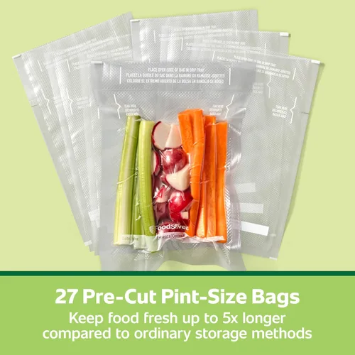 Miniatura 8 de FoodSaver Bolsas de Sellado al Vacío Precortadas de Pinta, Bolsas de Almacenamiento al Vacío de Fácil Uso, Alinear para Sellar y Rasgar para Abrir