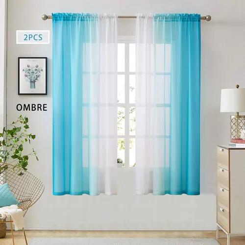 Miniatura 25 de Cortinas transparentes de lino sintético con degradado gris oscuro para dormitorio y sala de estar con bolsillo para barra, cortinas de gasa Gris