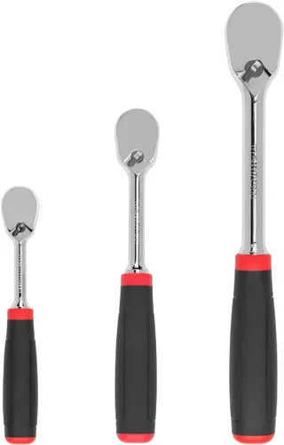 Miniatura 9 de TEKTON Juego de trinquetes de liberación rápida con mango de agarre cómodo de cuadradillo de 1/4, 3/8, 1/2 pulgadas, 3 piezas
