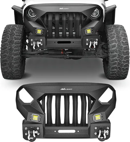 Miniatura 9 de Nilight - Parachoques delanteros compatibles con Jeep Wrangler JK/JKU de 2007, 2008, 2009, 2010, 2011, 2012, 2013, 2014, 2015, 2016, 2017 y 2018