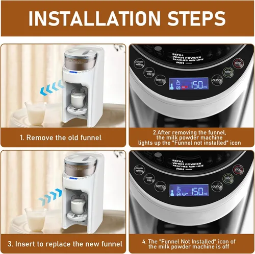 Miniatura 4 de Embudo de repuesto para dispensador de bebé compatible con los modelos Baby Brezza Pro Advanced y Pro Advanced, embudo de repuesto y cubierta, se