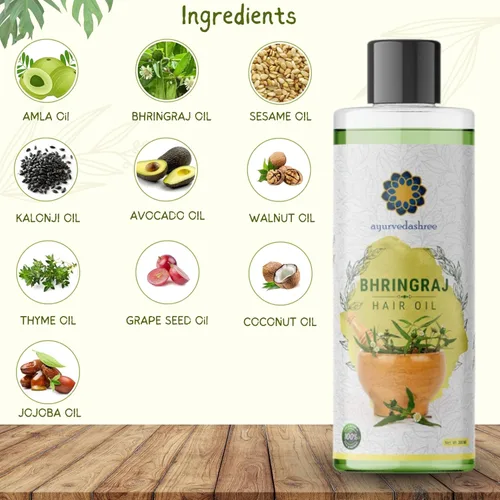 Miniatura 3 de Aceite para el cabello AYURVEDASHREE 6.76 fl oz., con Bhringraj, extracto de Amla, Kalonji, sésamo, aguacate, nuez, tomillo, jojoba, aceite