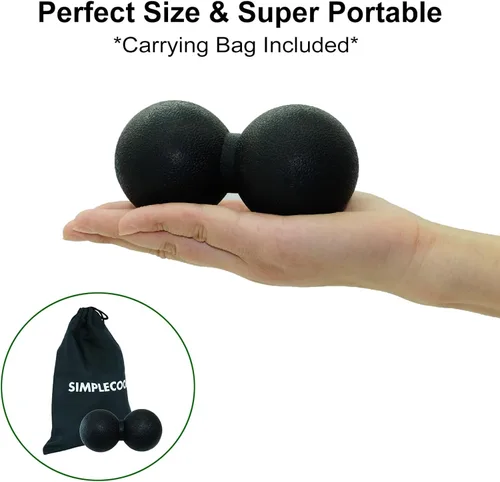 Miniatura 3 de Pelota de masaje dura en forma de maní, bola de masaje doble Lacrosse. Rodillo de masaje de tejido profundo y pelota de movilidad para terapia Negro