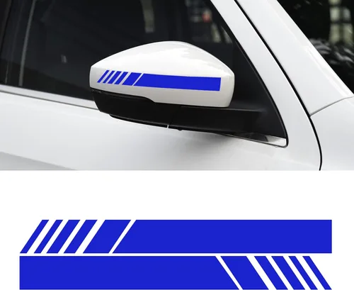 SINGARO Adhesivos para espejo retrovisor para automóvil, decoración de carrocería de automóvil, 4 unidades, color azul