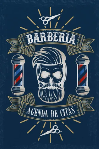 Agenda de Citas para Barbería: Agenda de citas de Estilistas, diaria y por horas con incrementos de 30 minutos (Blue Design) (Spanish Edition)