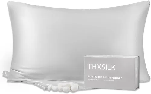 Miniatura 14 de THXSILK Funda de almohada 100% seda de morera para cabello y piel, seda de morera grado 6A+ 25 momme, caja de regalo, funda de almohada de seda Beige