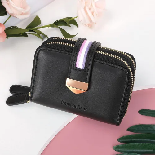 Miniatura 8 de Cartera de tarjetas para mujer con protección RFID de hasta 24 ranuras para tarjetas Negro Cartera RFID