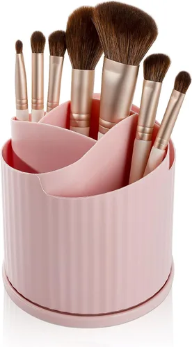 Miniatura 9 de Anyoifax Organizador giratorio de 360 brochas de maquillaje con 5 ranuras para brochas de maquillaje, taza en forma de flor, soporte para bolígrafo