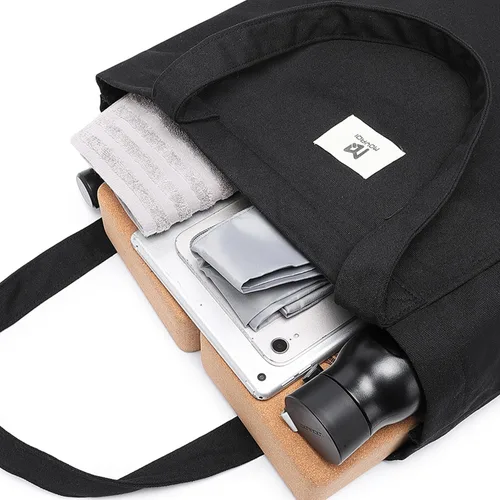 Miniatura 5 de Bolsa de hombro con bolsillo para transportar esterilla de yoga Moyaqi de lona, bolsa de transporte para oficina, entrenamiento, pilates, viaje