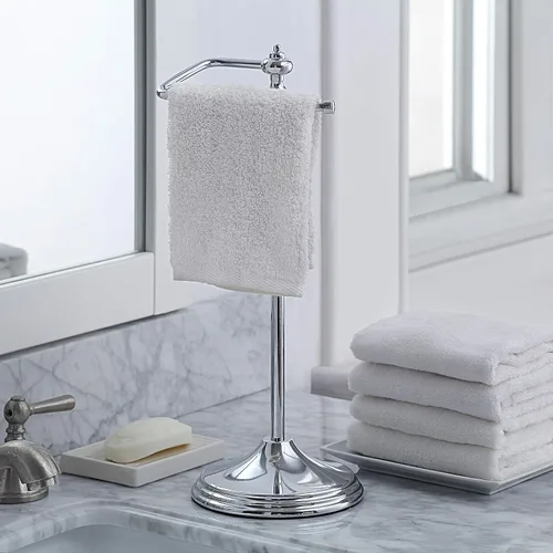 Miniatura 3 de SunnyPoint - Soporte decorativo de metal para toallas de dedo clásico de peso pesado para baño, cocina, tocador y encimeras; La barra colgante tiene