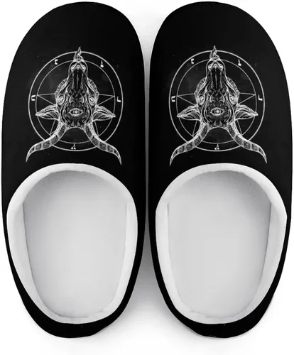 Miniatura 7 de Pentagram with Demon Baphomet Satanic Goat - Pantuflas de algodón para hombre, de espuma viscoelástica suave, para interiores y exteriores