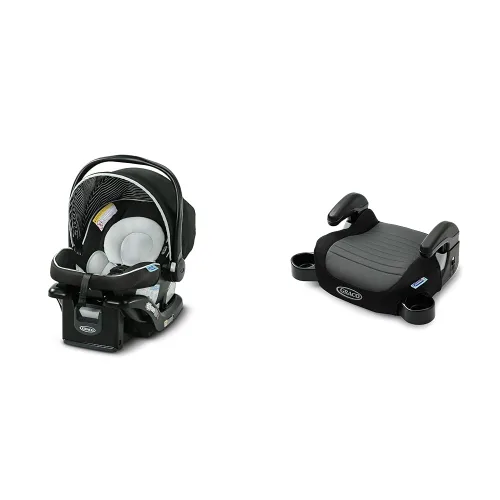 Graco SnugRide 35 Lite LX - Asiento de coche infantil y asiento elevador sin respaldo TurboBooster 2.0