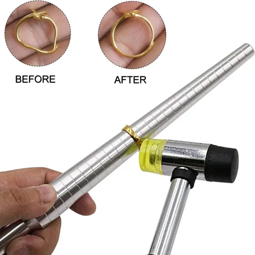 Miniatura 3 de Medidor de Talla de Anillo Herramienta de Medición Mandril de Anillo de Metal Medidor de Anillo y Medidor de Talla de Anillo para Mujeres y Hombres