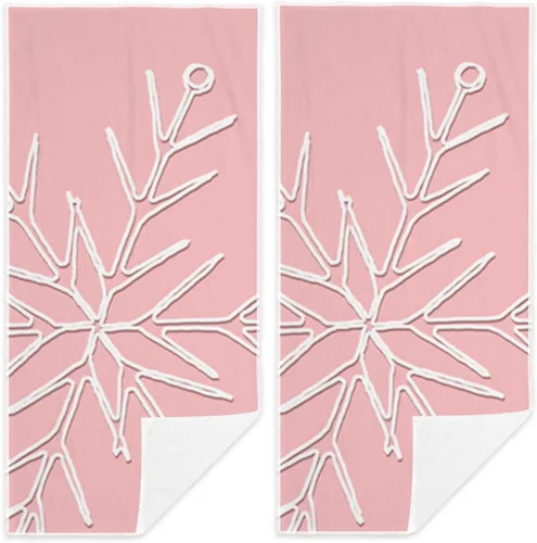 Miniatura 11 de Juego de 2 toallas de mano para árbol de Navidad, color blanco y negro, juego de 2 toallas de baño absorbentes de copos de nieve, toallas