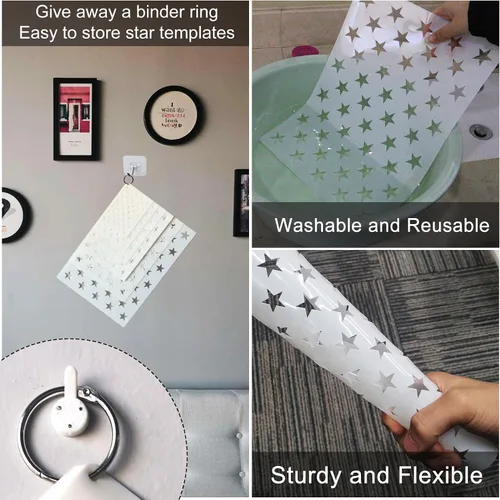 Miniatura 4 de WISYOK 12 plantillas para plantillas de bandera estadounidense de 50 estrellas, 6 tamaños, ideales para diseño de manualidades, proyecto del Día
