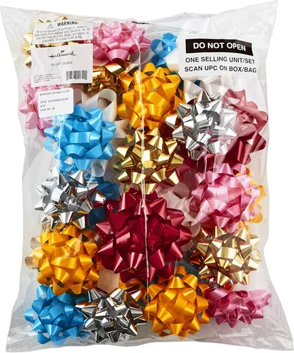 Miniatura 6 de Hallmark Surtido de lazos de regalo (30, 2 tamaños) rojo, blanco, rosa, azul, amarillo, plata, dorado para Navidad, Hanukkah, cumpleaños, bodas