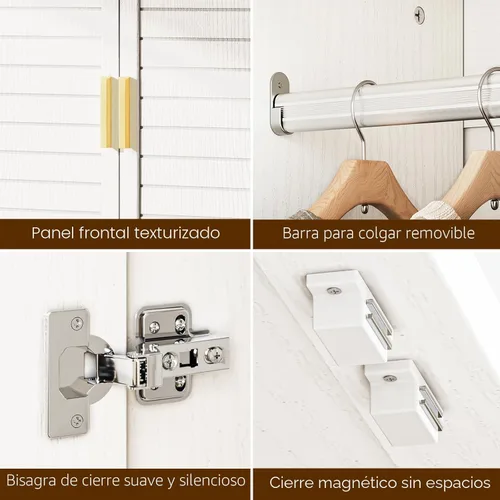 Miniatura 6 de Armario Armario con espejo – Armario de almacenamiento de ropa de madera de 71 pulgadas, Armario con puertas y 2 cajones, Armarios independientes