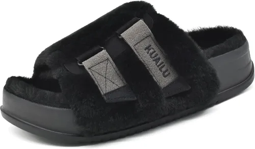 Miniatura 23 de KuaiLu Pantuflas ortopédicas para mujer con soporte de arco, sandalias acolchadas suaves para mujer, sandalias de moda con punta abierta, de piel